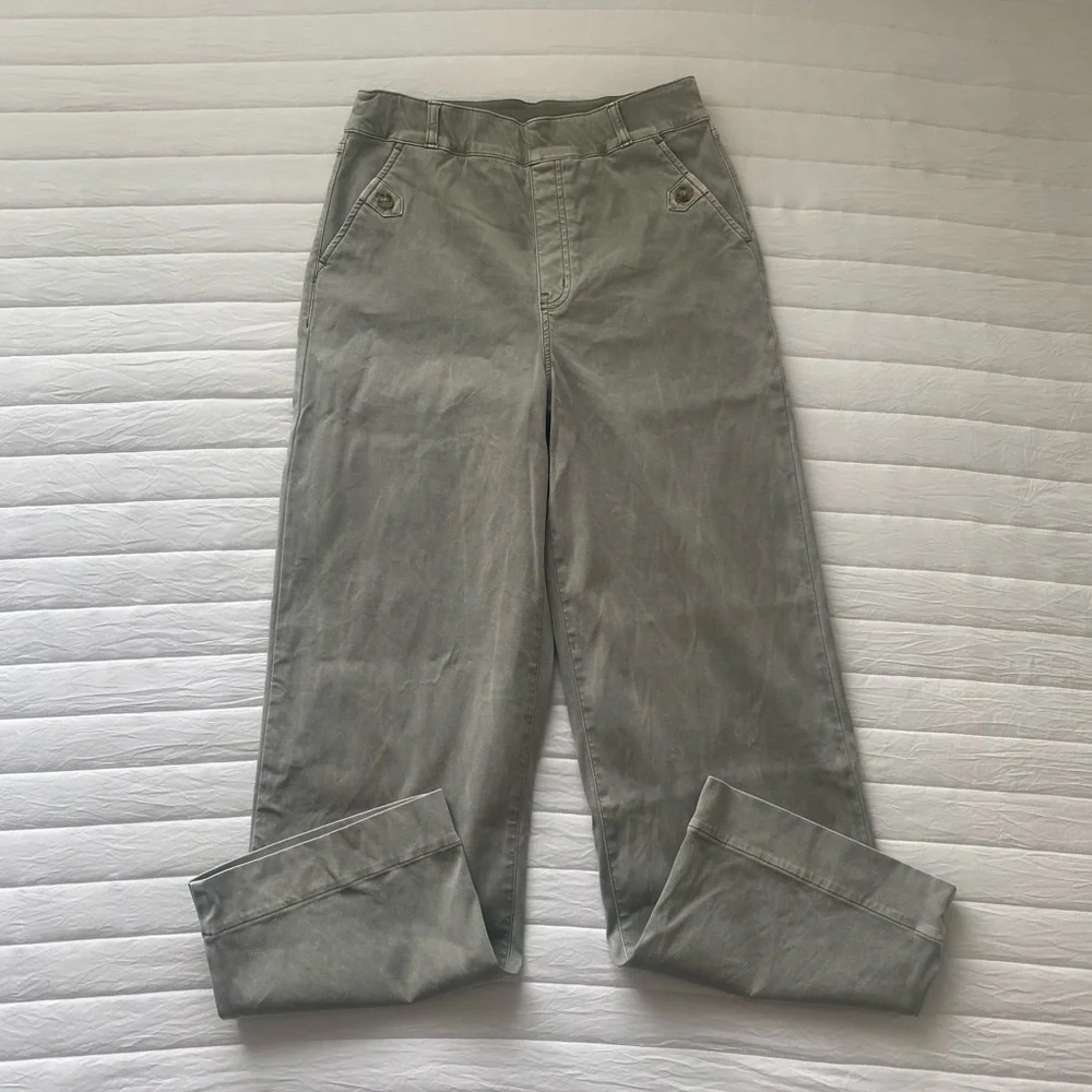 SPANX Light Green Wide Leg Cropped Utility Pants - Picture 2 of 11